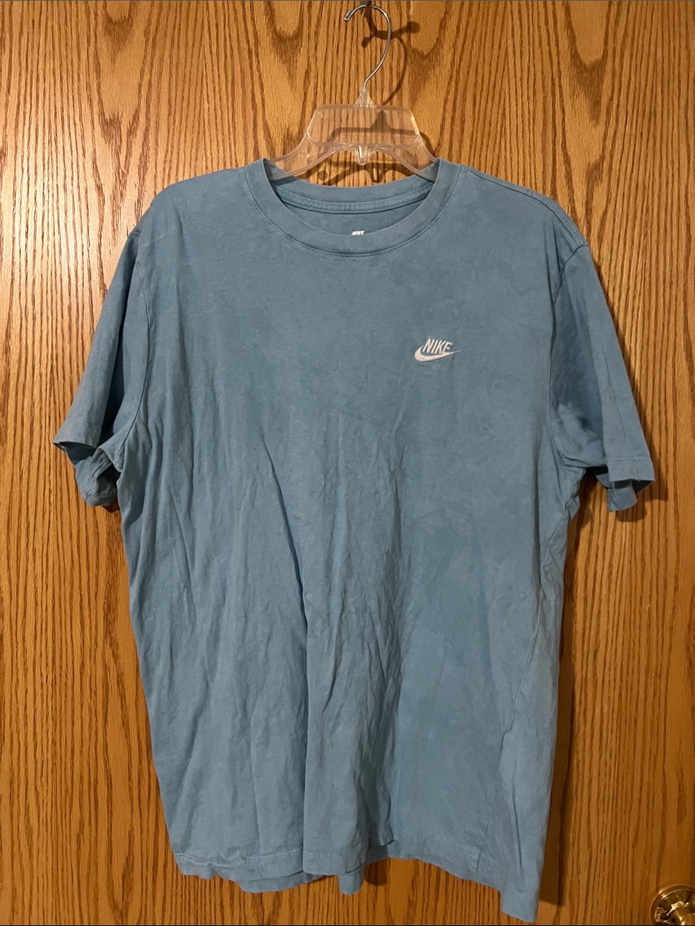Nike Short Sleeve Crew Tee in Dusty Blue with White Logo